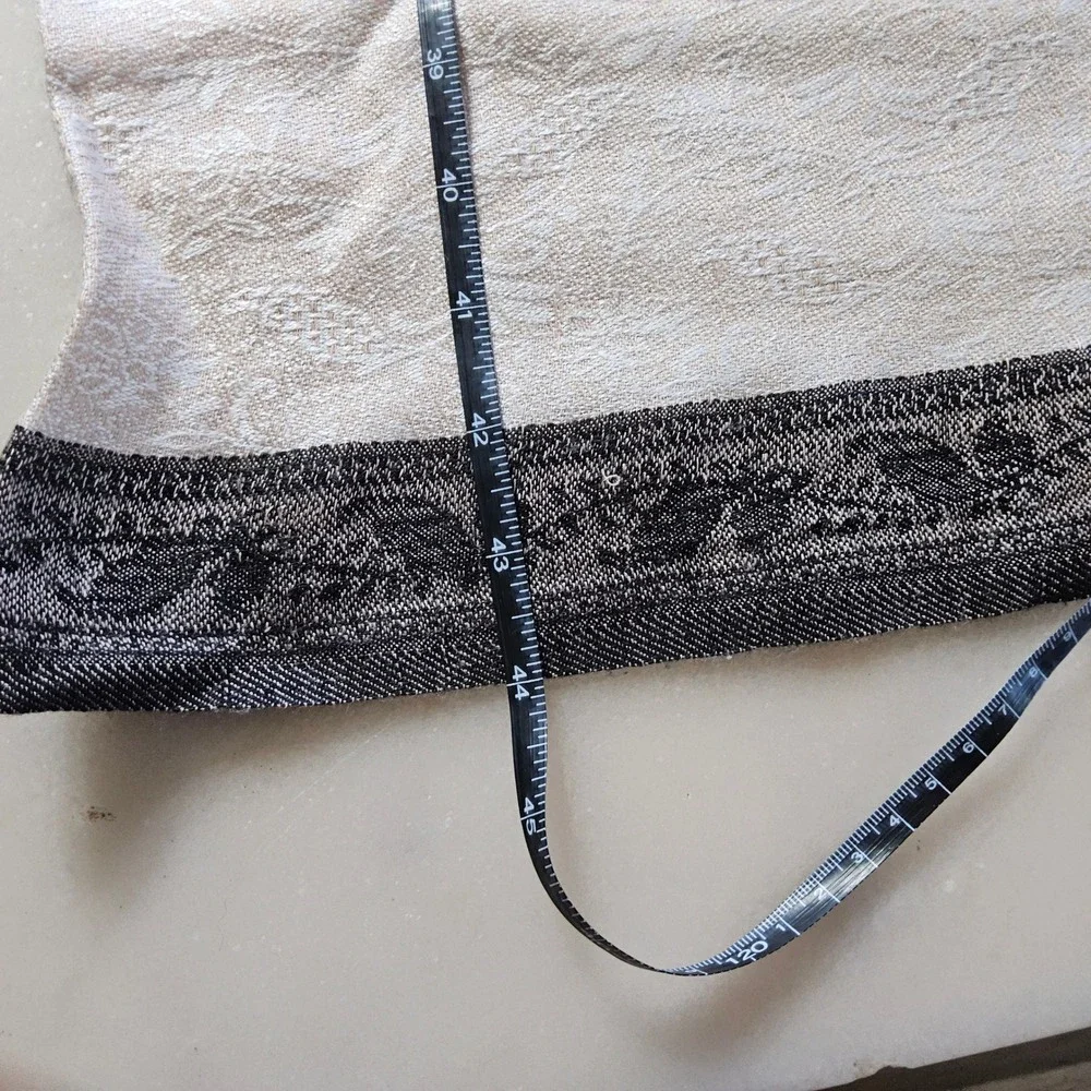 Striped Scarf‎ Wrap Shawl with Tassels - Beige, Blue, Black Accent